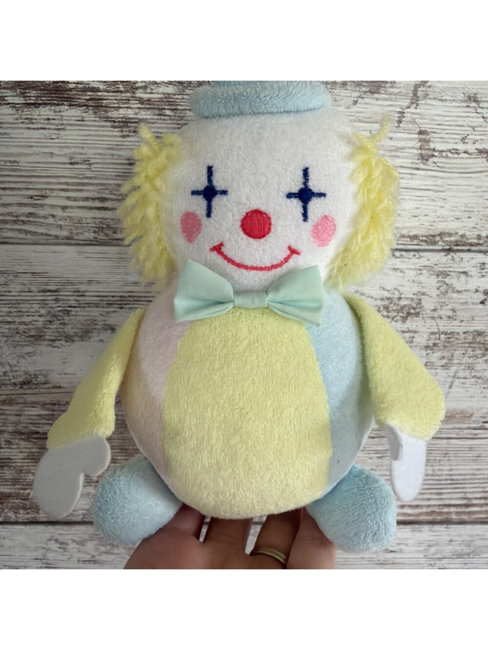 Vintage Eden Baby Pastel Terry Cloth Clown Plush Stuffed Toy Rare